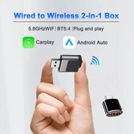 CarPlay 2 in 1 Wireless CarPlay Android Auto Adapter USB Type-C Wired to Wireless Car Adap