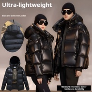 Black Gold Down Jacket Loose Thick Washable Down Jacket Hooded Thick Cotton Jacket
