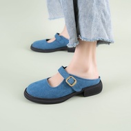 MellowCo รองเท้าแมรี่เจน Mary jane Mules เปิดส้น สูง 1.5 นิ้ว รุ่น Tulip Gloss 4-4346