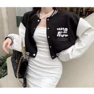 HUG Women's Baseball Crop | Women's Varsity Hug Baseball Jacket | Korean Style Jacket