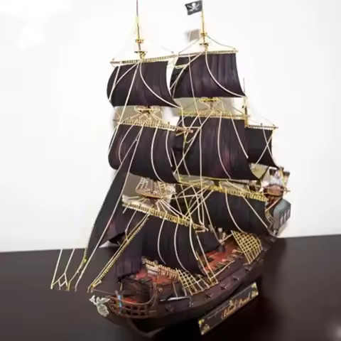 DIY Paper Model 3D Caribbean Pirate Ship Black Pearl Paper Model Military Fan Gift Handmade DIY