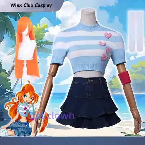 Winx Cosplay Bloom Magic Winx Cosplay Costume Anime Cartoon Fairy Princess Dress Sweater Skirt Orang