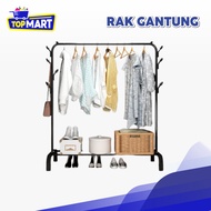 TOPMART - Single & Double Rod Stainless Steel Clothes Hanging Rack Clothes Goal Rack/