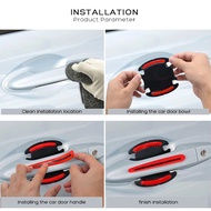 <PT>8Pcs / Set 3D Car Door Handle Reflective Safety Sticker/ Universal Carbon Fiber PaPT Scratch Pro