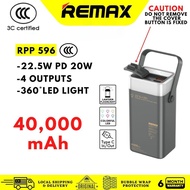 【CCC Certified 3C】REMAX RPP-596 40000mAh Large Capacity Camping Powerbank RGB 7 Colors LED Light