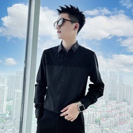 Áo sơ mi nam lụa hàn quốc tay đan chéo 3D vải lụa lạnh mẫu mới trẻ trung năng động