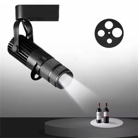 Theater Stage Zoom Spotlights, LED Focus Logo Projector Track Lights,Industrial Gobo Lights for Comp