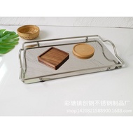 Large Plate Nordic Tea Cup Plate Tray Tea Tray Stainless Steel Plate Dot Rectangular Stainless Steel