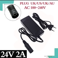 24V 2A Battery Charger Mobility Scooter Electric Power Wheelchair 3 Wheel Scooter Power Supply with 3-Pin Male XLR Connector