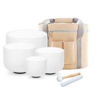 Hye-eun 6‘’B 8"G 10"E 12"C Manual Frosted Crystal Singing Bowl Set of 4pcs 432hz/440hz Quartz Sound 