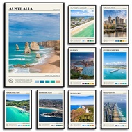 Bondi Beach Byron Bay Melbourne Sydney Print Australia City Scenery Travel Poster,No Frame Canvas Pa