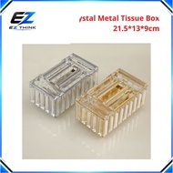 Luxury Crystal Metal Tissue Box Holder Napkin Paper Towel Europe Style Storage Box for Living Room O