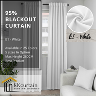 B1 - Ready-Made 95% Blackout Curtain WHITE, Langsir Siap Jahit. LANGSIR KAIN TEBAL! ( FREE HOOK/RING )