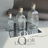 EZ Botol kaca liquor square bottle - botol kaca liquor kotak- tutup