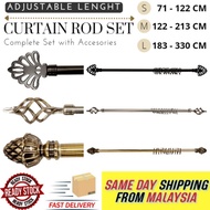 Extendable Curtain Rod Complete Set Rod Langsir Besi - Batang Langsir - High Quality New Designs / ALL Sizes Ready Stock