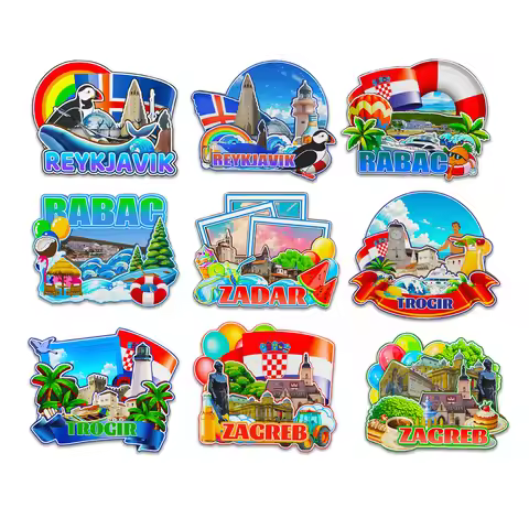 Decorative Magnets for Zadar Rabac Trogir Zagreb Reykjavik Croatia City Landmark Travel Souvenirs Wo