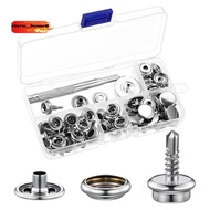 24 Set Boat Canvas Snaps Kit Tool 74 Pcs Stainless Steel Screw Boat Cover Snaps Metal Snaps 3/8 Inch