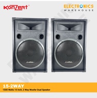 Konzert D-15 2-Way Speaker,1500W,15-Inch 2 Way Woofer Dual Speaker (Pair Speaker)