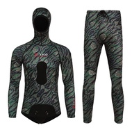 1.5/3/3.5/5MM Scuba 2-Piece Open Cell Wetsuit Camouflage Neoprene Spearfishing Kayaking Wetsuit Hood