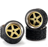 Carlomo 1/64 Scale N-Class Alloy Wheels Rubber Tires with Axles Detail Up Kits (4pcs/1 Kit) Modified