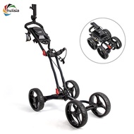 chulisia Golf Push Cart Lightweight Compact 4 Wheel Golf Cart Caddy Cart Folding Adjustable Umbrella