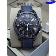 Fossil Watch Limited Special!Genuine Leather Strap Cool Black Dark Blue Three-Eye Chronograph Business Casual Quartz Movement Waterproof Men's Watch FS5061