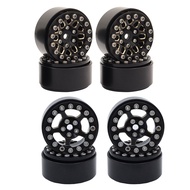 Black Coating Brass 1.0 Wheel Hub Rims With Tires for RC Crawler Car 1/18 TRX4M Axial 1/24 SCX24 Upgrade Parts