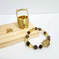茶黃晶龍龜設計手鍊/招財聚財/消負能量/增強氣運之水晶