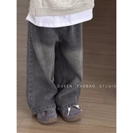 Kids Jeans Girl Straight Leg Jeans Grey Jeans Kids Baggy Jeans