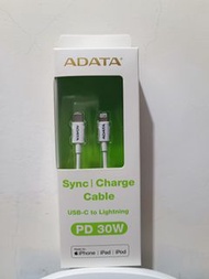 【ADATA 威剛】30W USB-C to Lightning 1M PD充電傳輸線 MFI認證