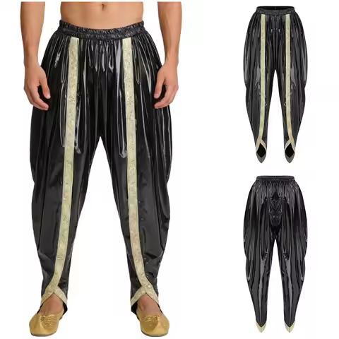 Men Fashion Shiny Indian Prince Traditional Dhoti Pants Arab Baggy Pants Harem Palazzo Pants for Hal