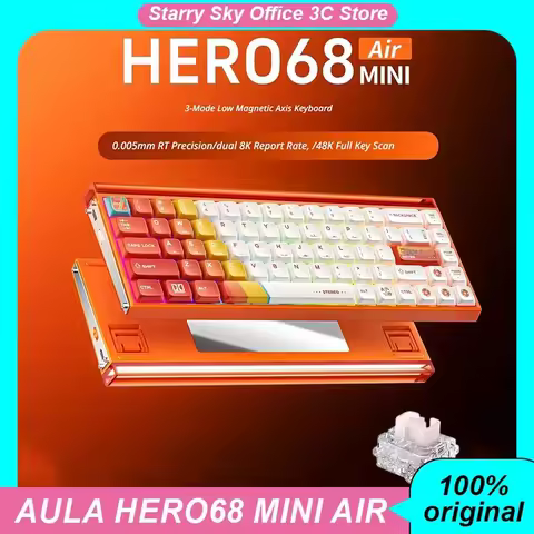 AULA HERO68 MINI AIR Low-profile Magnetic E-Sports Gaming Keyboard Dual 8K Polling Rate Wired Wirele