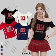 LimeLight ZERO 83 Slanted Shoulder Strapless Short Sleeve Slim-Fit Slimmer Look Versatile Top Guangz