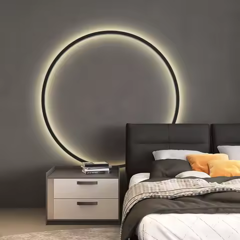 Modern Minimalism Round Ring Led Wall Lamps Lighting Living Room Sofaside Decor Scones Bracket Lamp