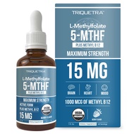 L Methyl Folate 15mg Plus Methyl B12 Cofactor – Organic, Berry Flavor, Professional Strength, Liquid