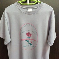 Round Neck T-Shirt Rose Pattern Purple Fabric Anvil Label made in USA