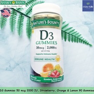วิตามินดี 3 แบบเม็ดเคี้ยว Vitamin D3 รส Strawberry, Orange &amp; Lemon Flavored 50 mcg (2,000 IU) 90 Gummies - Nature's Bounty D-3
