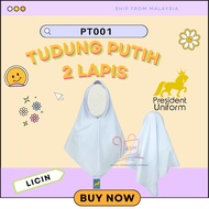 TUDUNG KOSHIBO PUTIH ( KOSHIBO 2 LAPIS ) TUDUNG SEKOLAH PUTIH NILA / PT001 - TUDUNG SEKOLAH JENAMA P