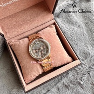 [Original] Alexandre Christie 2643 BFBRGMO Multifunction Women Watch with Brown Dial Rose Gold Stainless Steel Bracelet