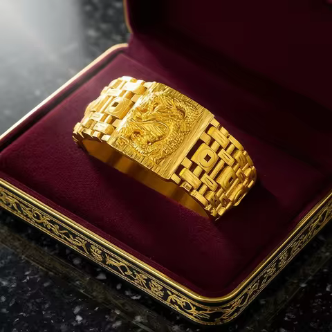 High-end boutique 9999 24K real gold men's boss bracelet domineering Xianglong watch bracelet