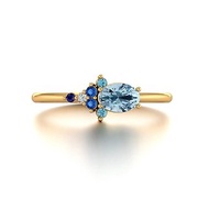 【天然彩寶】18K黃金鑲嵌海藍寶托帕石 天然彩寶石戒指 R046