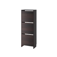 IKEA BISSA Shoe cabinet with 3 compartments, black, brown, 49x135 cm