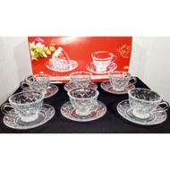 Set cawan kaca 6 pcs