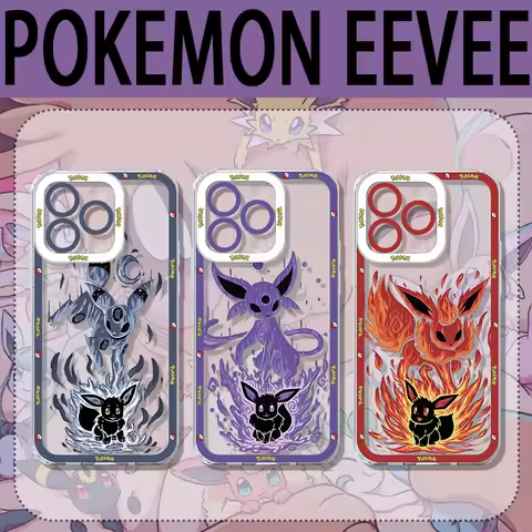 P-Pokemon Cute Eevee Family Phone Case For iPhone 17 Air 15 14 13 12 11 Pro Max 16 15 14 Plus Shockp