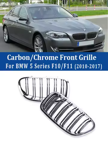 Front Kidney Bumper Chrome Grill for BMW 5 Series F10 F11 2010-2017 M5 Carbon Fiber Racing Grille 52