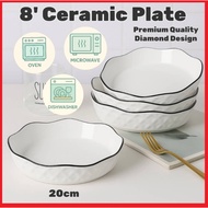 8' Diamond Plate Set/Set Pinggan/Pasta Plate/Spaghetti Plate/Ceramic Plate/Dinner Plate/Pinggan Cera