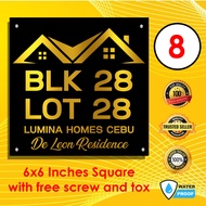 Personalized Home Address Plate House Number Plate 6X6 inches SQUARE Acrylic Plate Waterproof