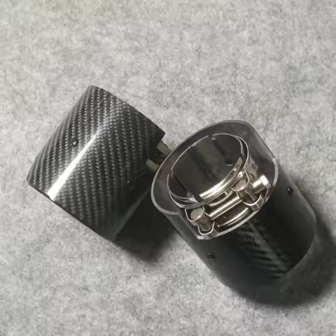 90mm Long Silver/Black Carbon Fiber Exhaust Tip for M2 M3 M4 M5 M6, F87 F80 F82 F83 , G80 G82 G83
