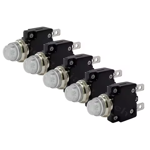 5PCS DC/AC Thermal Circuit Breaker 12V/24V/32V/125V/250V Overload Protector 5A 10A 15A Waterproof Pu