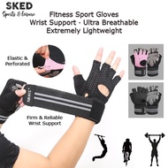 SKED Aolikes Ultra Light Gym Glove - Long Wrist Support Cycling Glove Half Finger Bicycle Glove Gym 